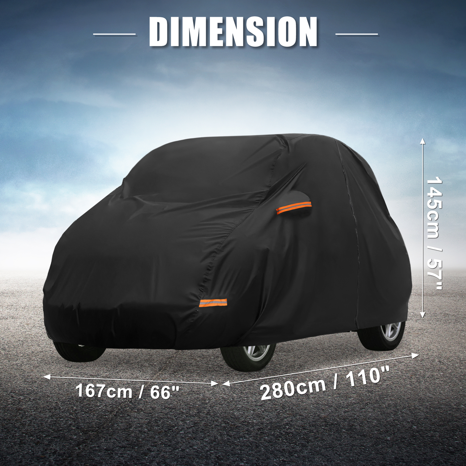 Waterproof 210D-PU Oxford Car Cover for Smart Fortwo 07-23 with Zipper Black
