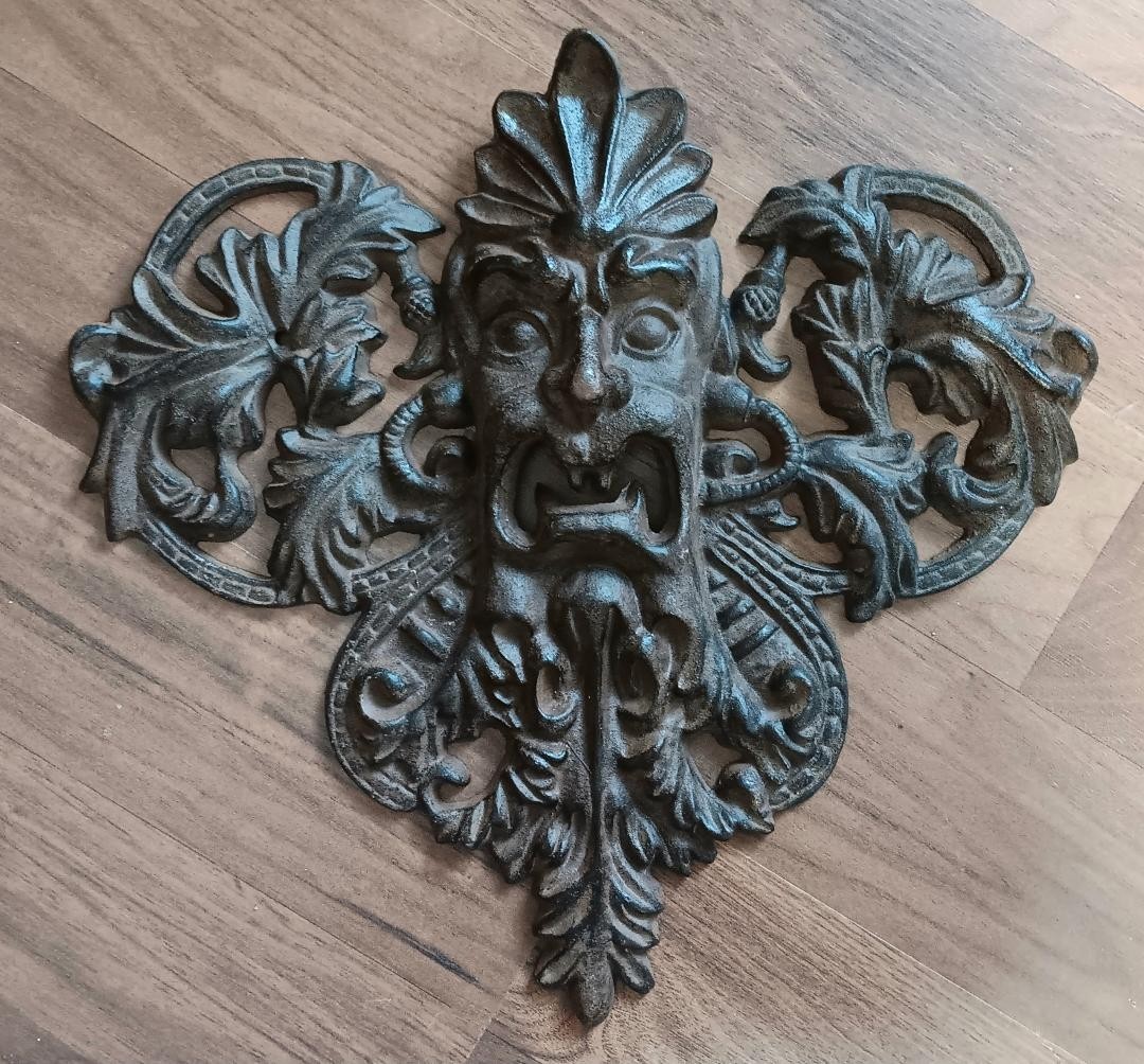 Gargoyle Art Nouveau Cast Iron Wall Decor 14 Inch Home Office Decor