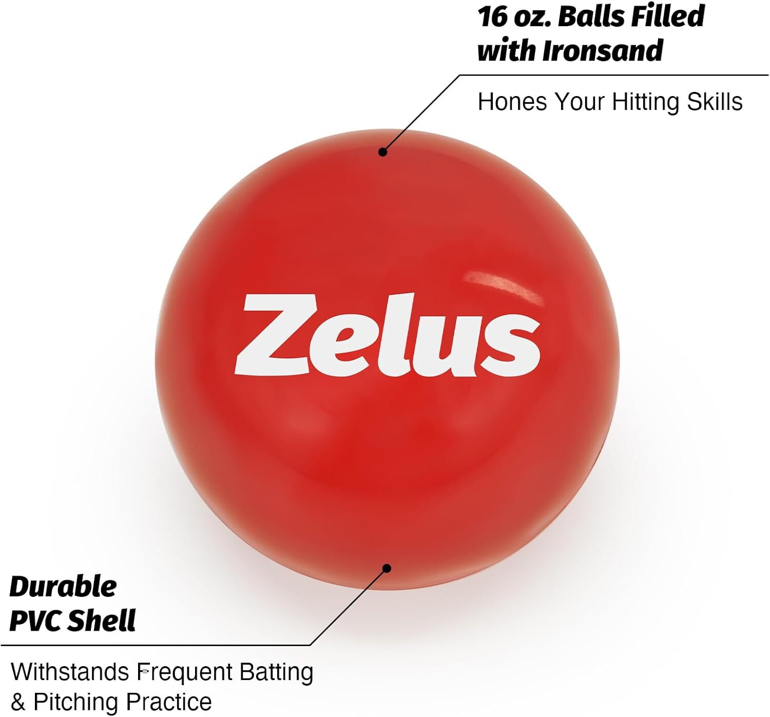 Training ball for softball and baseball practice | 2.8" 1 lb. weighted ball