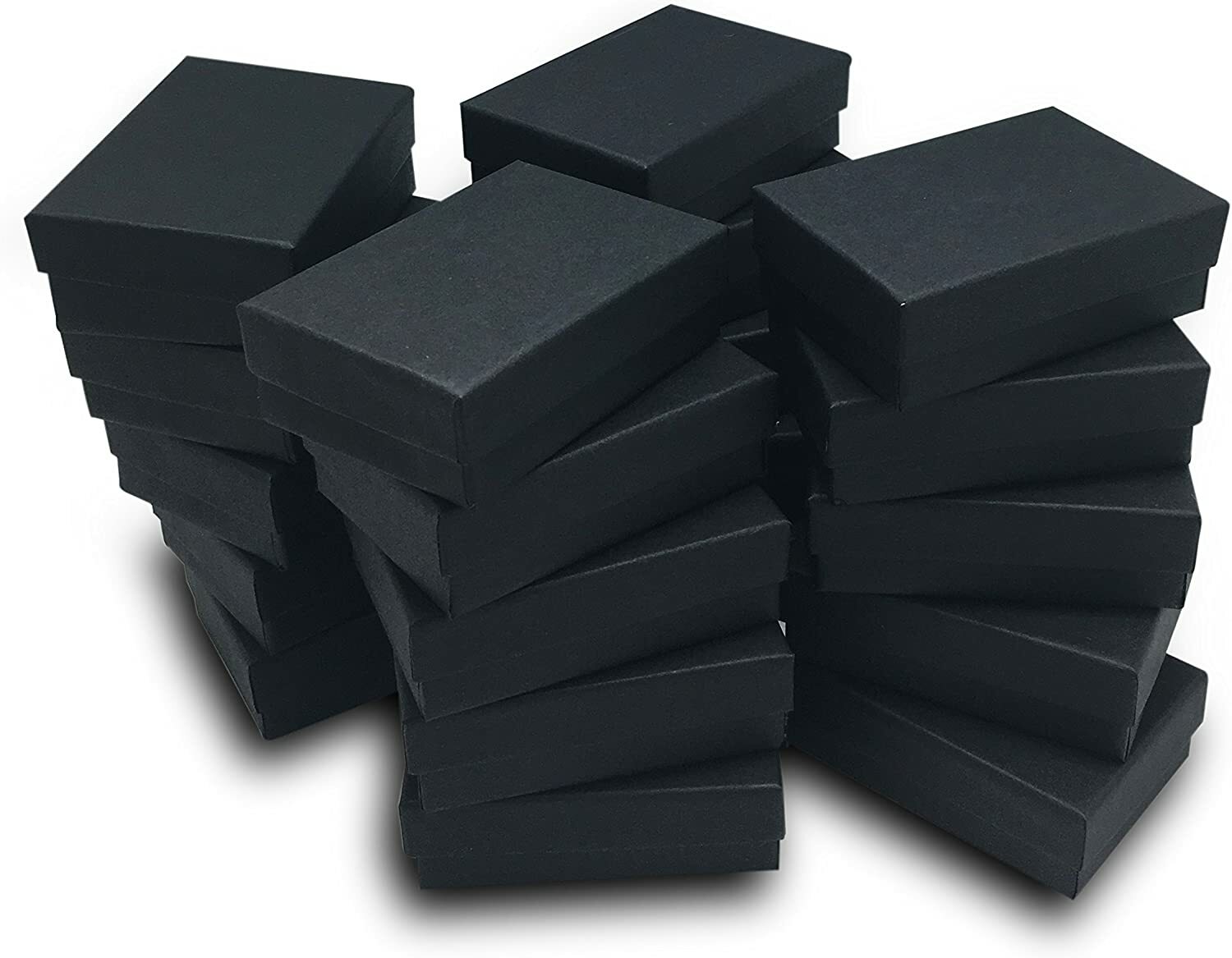 The Display Guys – Cardboard Jewelry Boxes With Cotton – 100 Pack – Matte Black