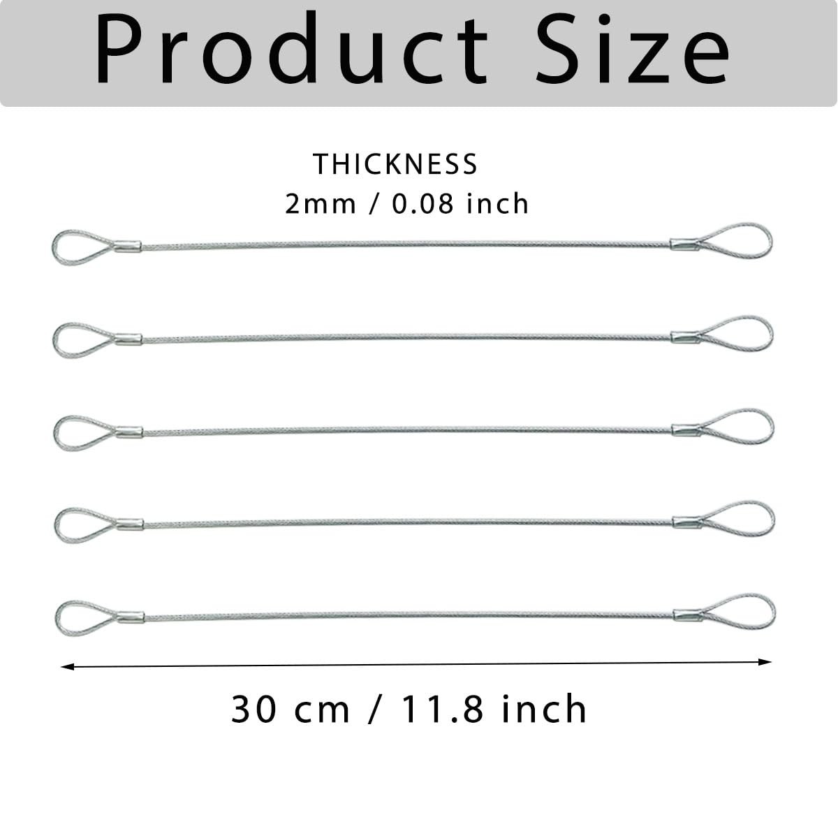 5 Pack Luggage Lock Safety Cable, Stainless Steel Cable with Loops, Stainless...