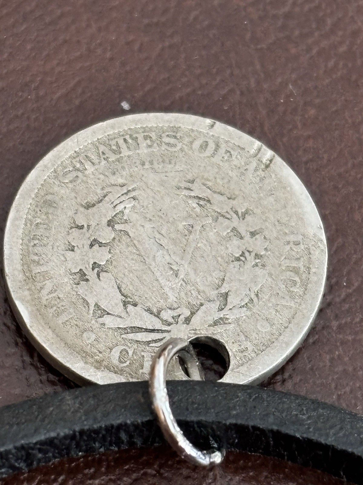 1910 Liberty Nickel 8” Bracelet on a Square Black Leather Cord