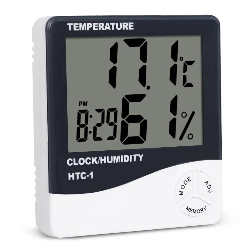 2 Packs Digital LCD Hygrometer Thermometer Humidity Temperature Alarm Clock