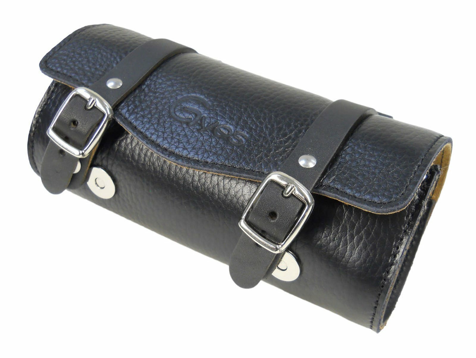 Gyes Black Genuine Leather Saddle Tool Bag