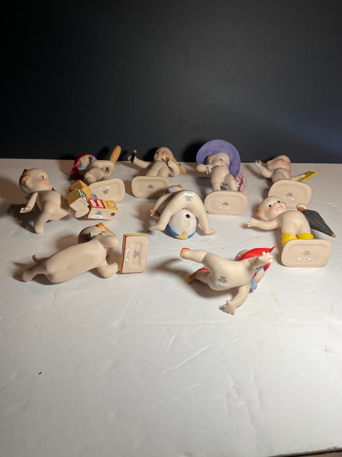 KEWPIE Baby Cupid Bisque Porcelain Figurine - 9 Figurines by Jesco, 1990 pre-own