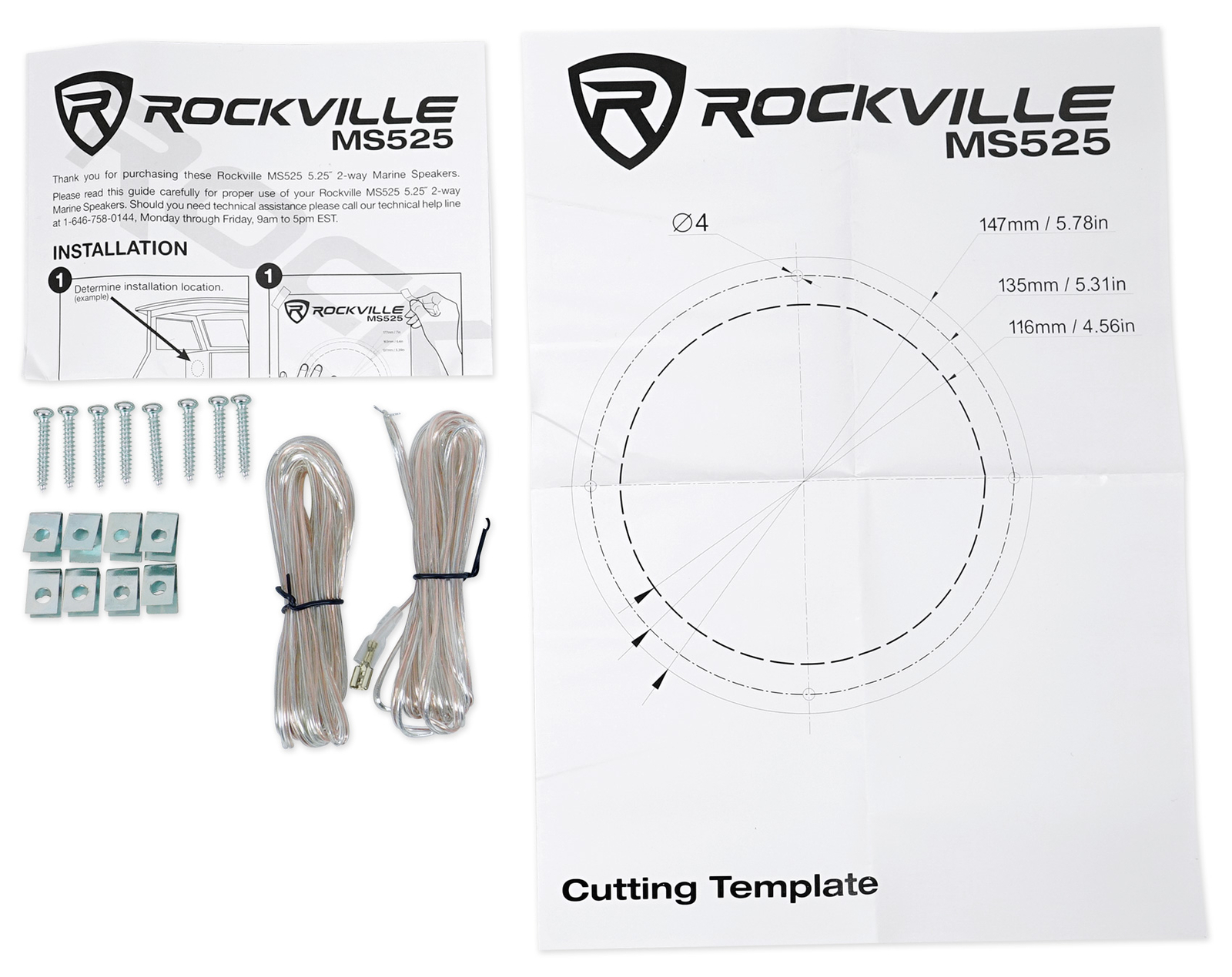 Pair Rockville MS525B 5.25" 400 Watt Waterproof Marine Boat Speakers 2-Way Black
