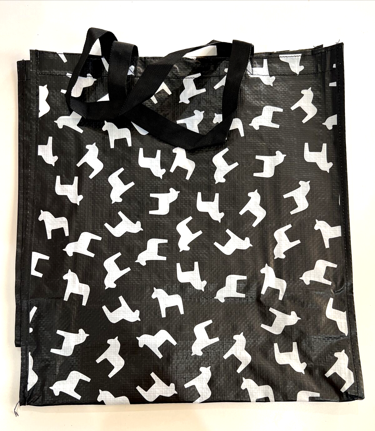 Ikea Hasthage Shopping Bag, Dala Horse Black White 15x6x16 ½ ", NEW