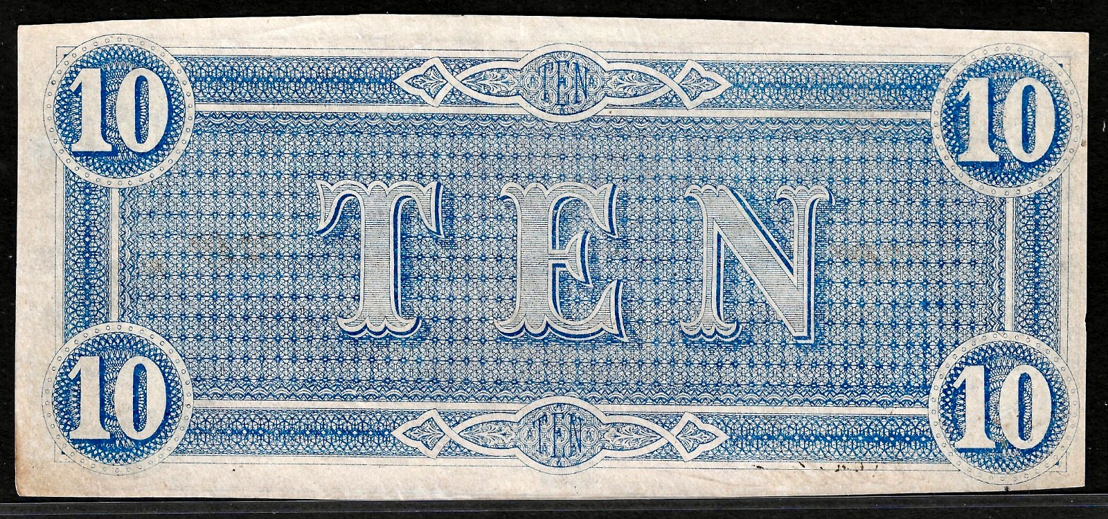 1864 CSA CONFEDERATE STATES AMERICA CURRENCY $10 Dollar Note S/N 7259 T-68