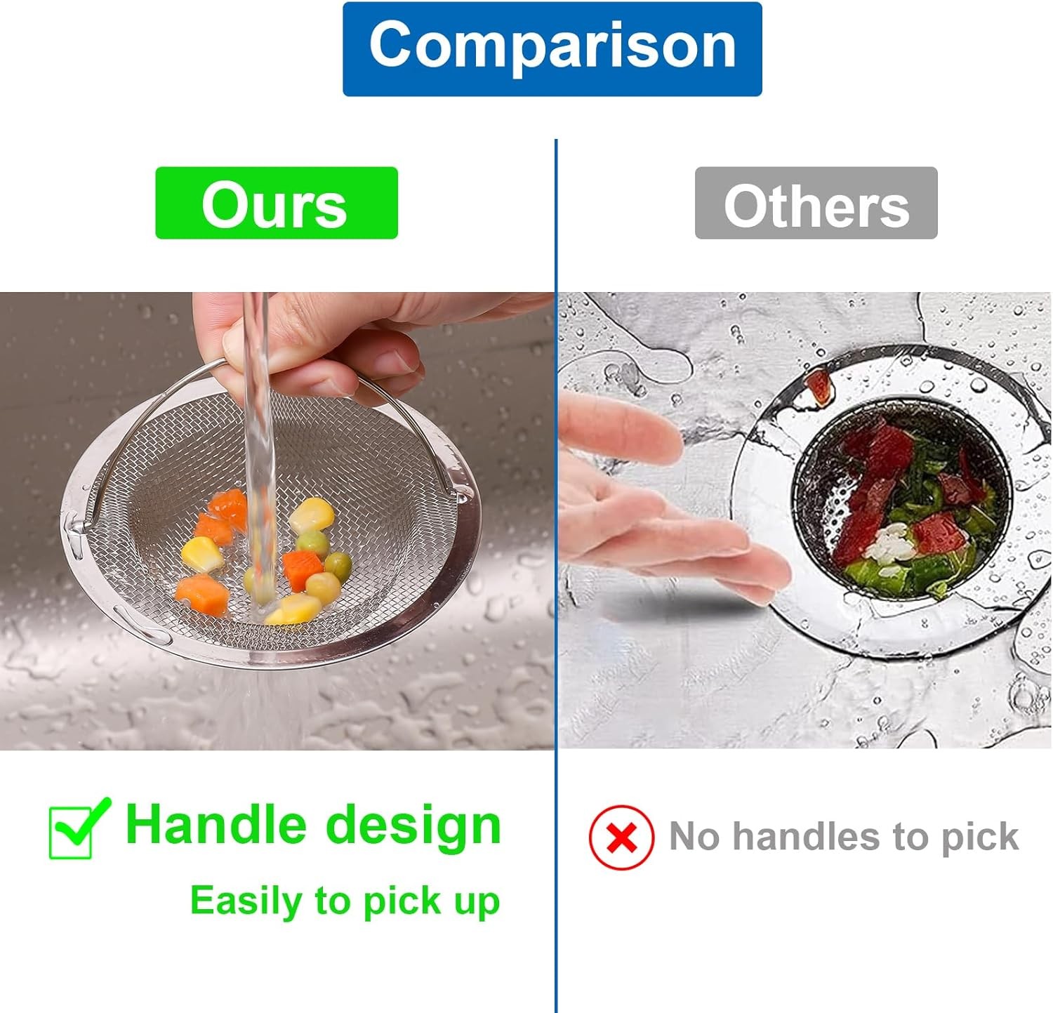 Kitchen Sink Strainer Large Wide Rim 4.5" Stainless Steel Mesh Drain Filter