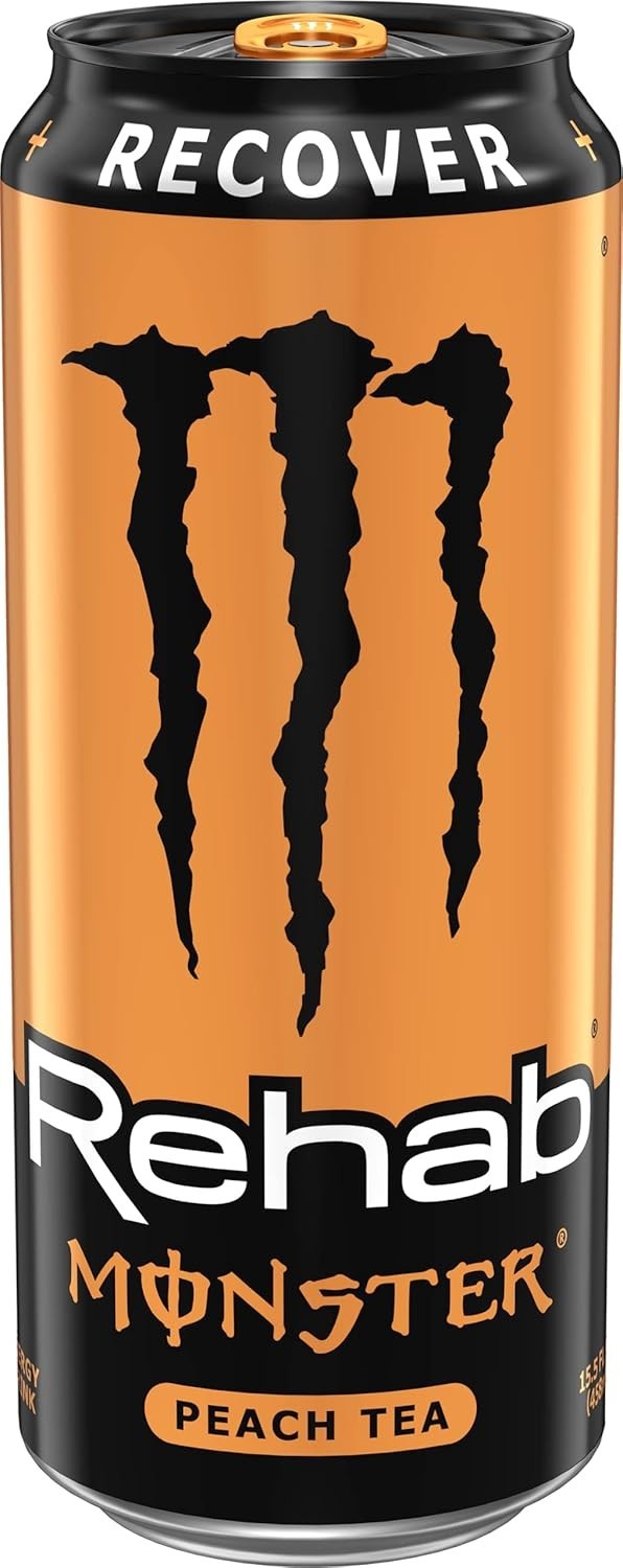 Monster Rehab Peach Tea + Energy 15.5 Ounce | Energy Iced Tea, Pack of 15