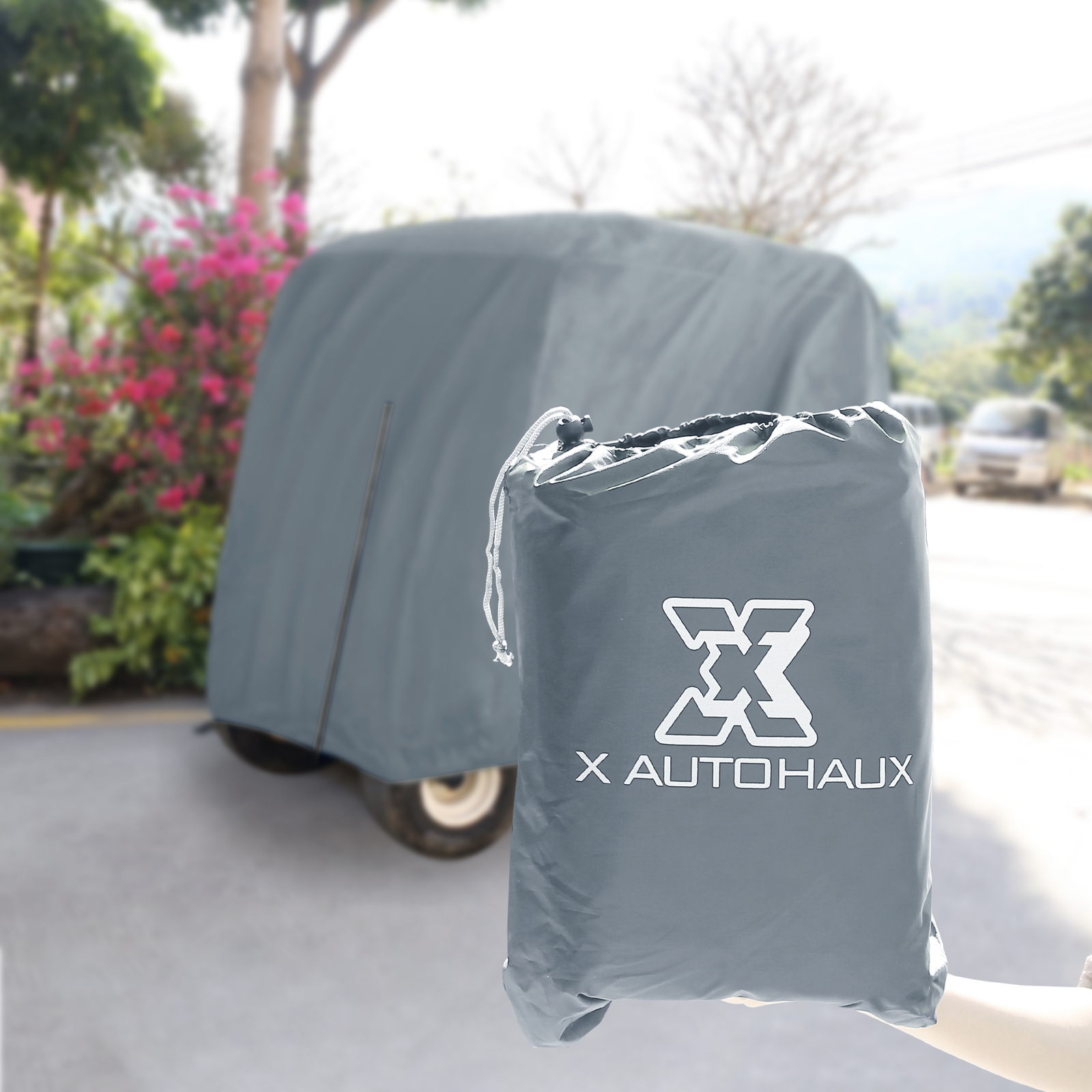 2 Passenger Golf Cart Covers 400D Sunproof Golf Cart Protective Cover Gray