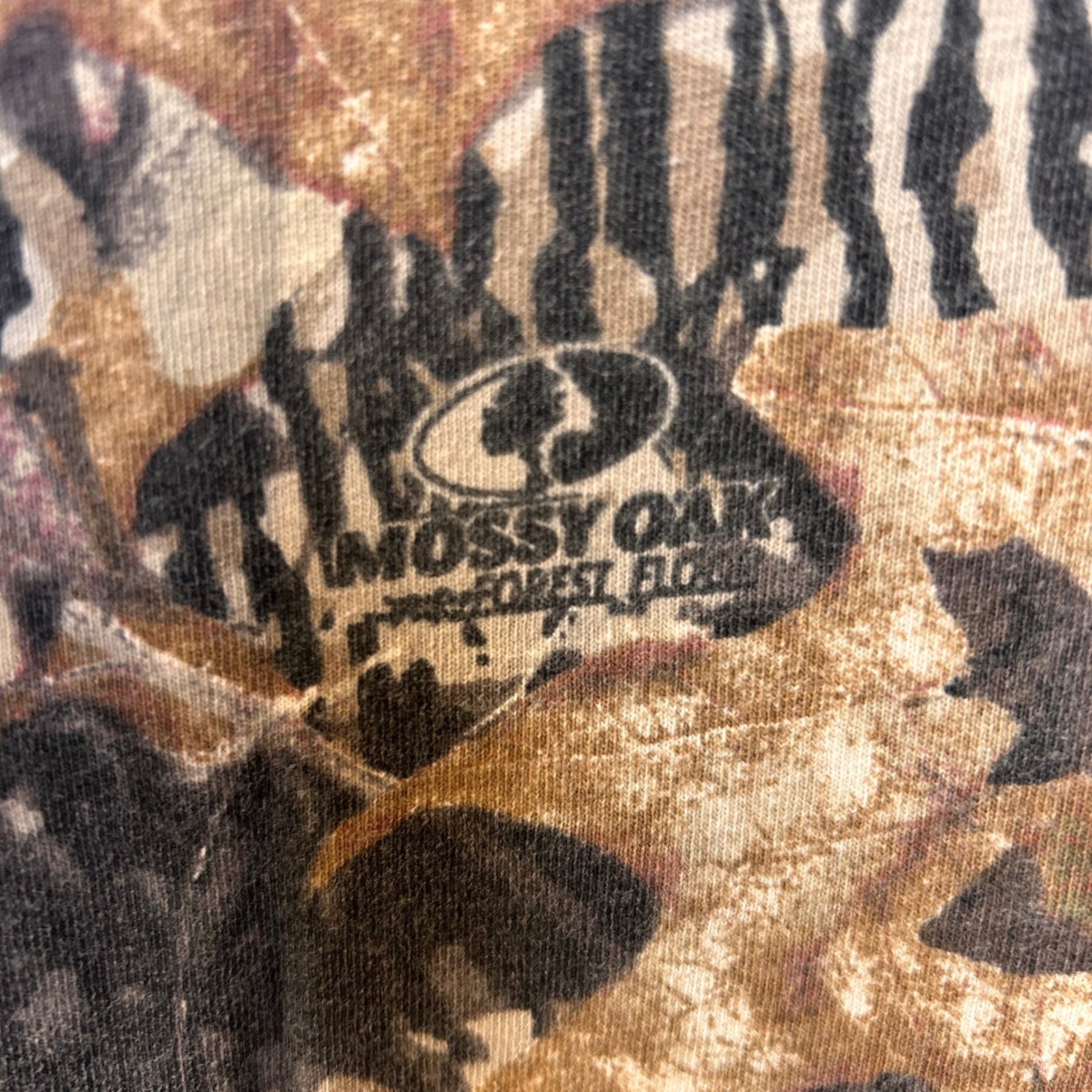 Vintage 90s Mossy Oak Mens L Camo Forest Floor Long Sleeve Shirt Hunting Pocket