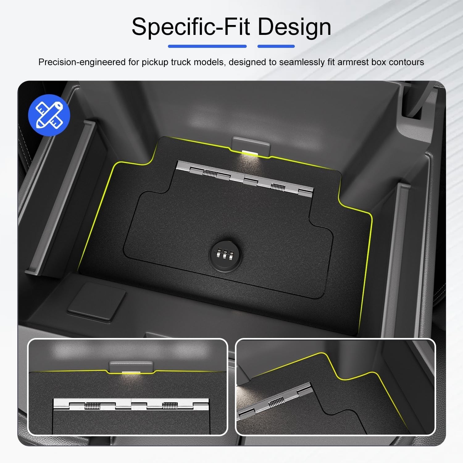 For 2023-2025 Chevy Silverado GMC Sierra 1500 Center Console Safe Vault Lock Box