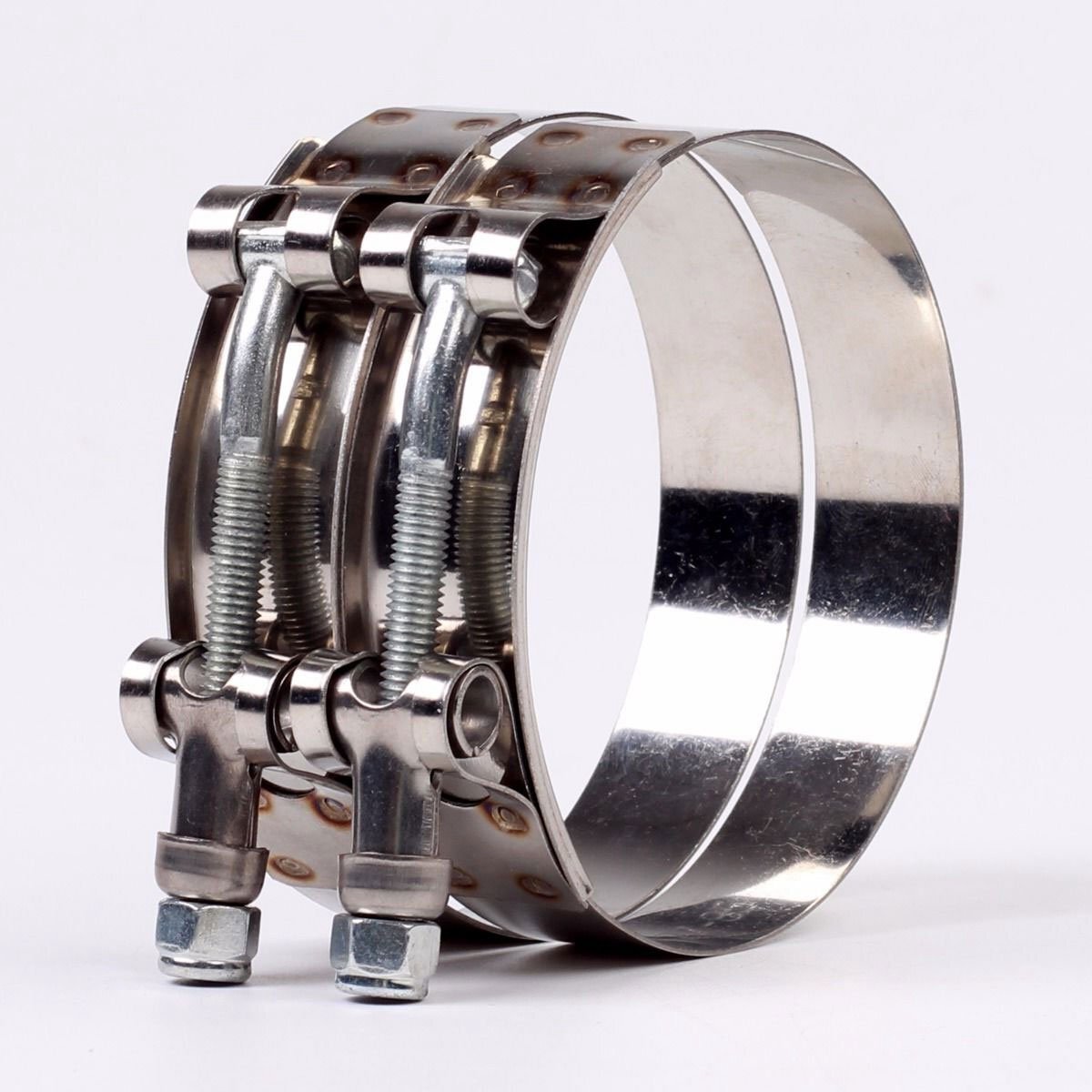 108mm-116mm Stainless Steel T-Bolt Clamp for ID:4" inch 102mm Silicone Hose 2PCS