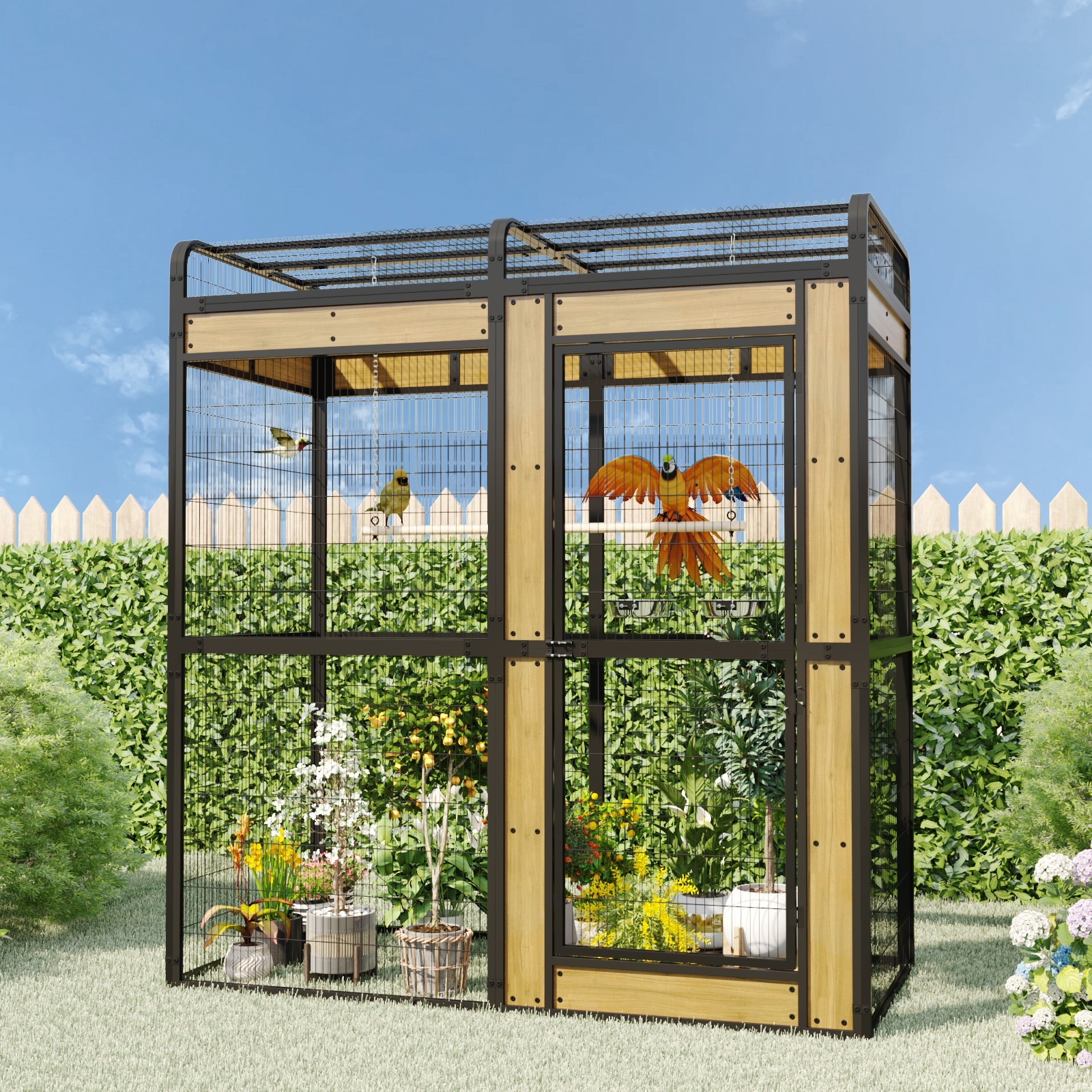 68.7 in Large Metal Aviary Bird Cage for Parakeet Macaw Parrot Budgies Lovebirds