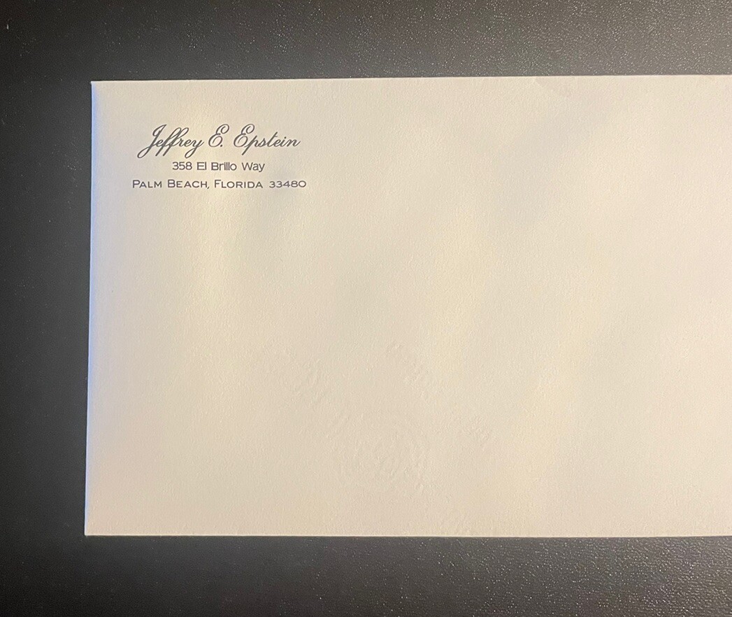 Envelope Jeffrey E. Epstein Palm Beach Florida