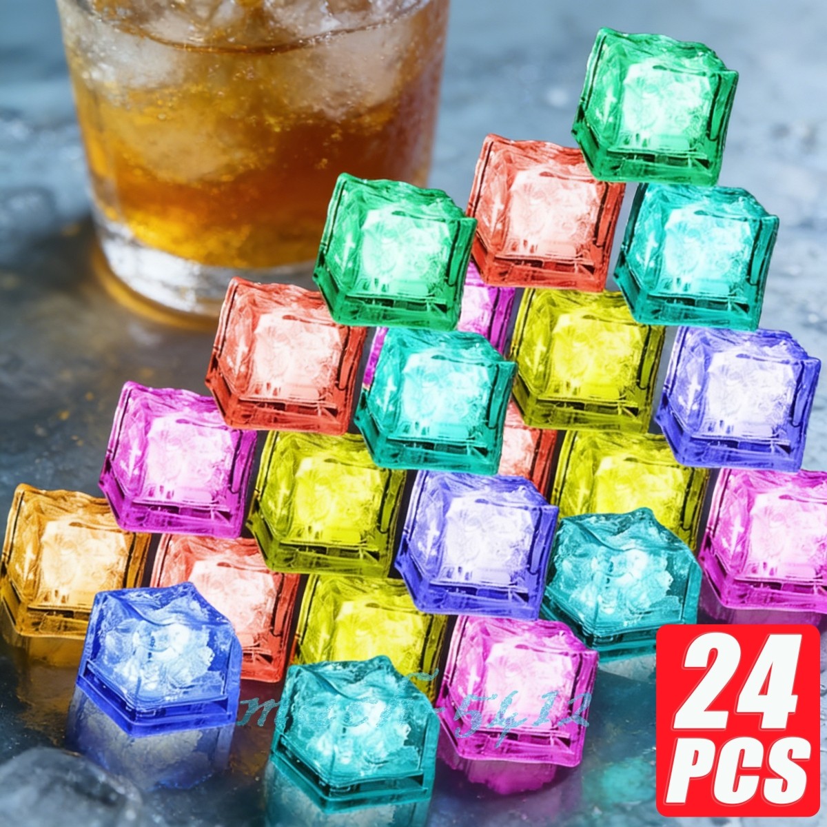 24 Light Up Ice Cube for Drinks Liquid Sensor LED Color Changing for Drinks Pond