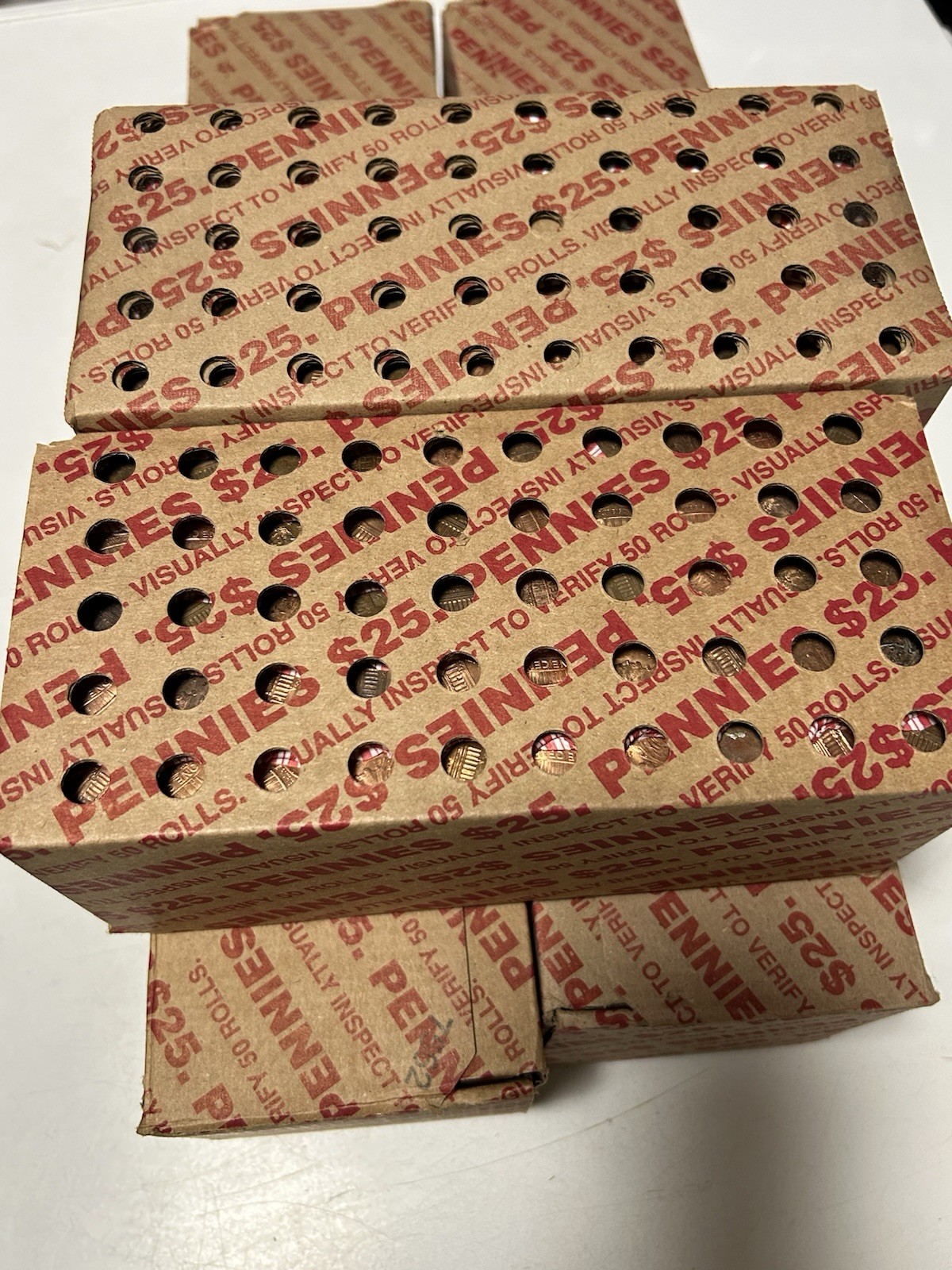 Mixed Unsearched Circulated Lincoln Pennies-50 Bank Rolls,1 BOX.