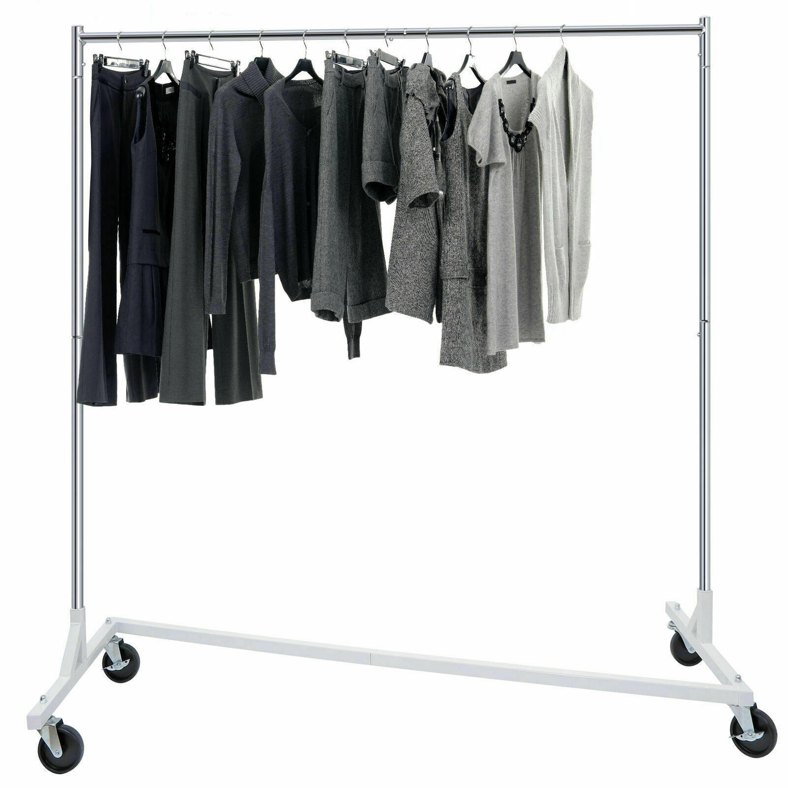 Heavy-Duty Commercial Garment Rack Rolling Z-Base Storage Clothing Shelving Rack