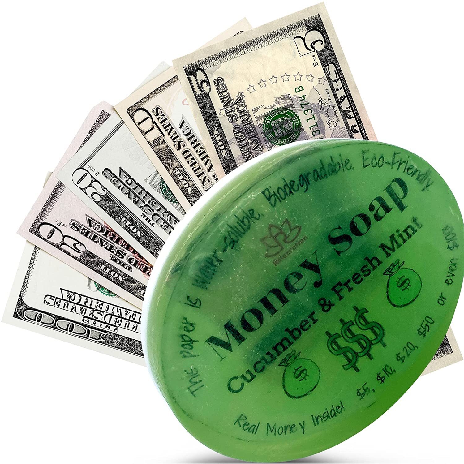 1 Money Soap Bar with Real Cash Inside Up to $100 Bill Inside in Each Bar