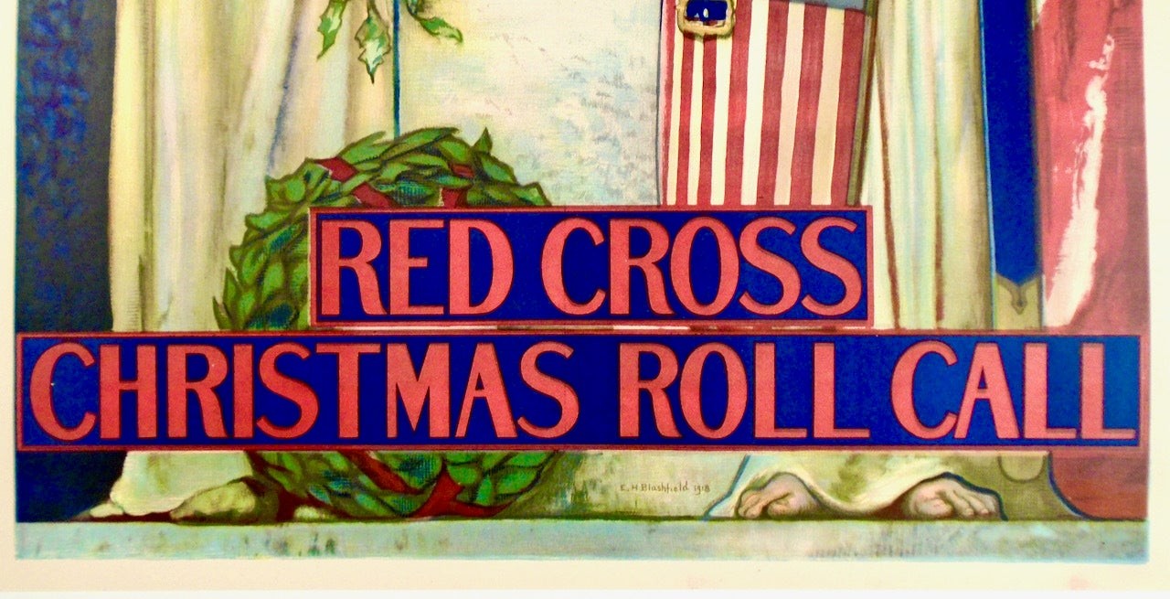 1918/ ORIGINAL WW1 POSTER/ “RED CROSS CHRISTMAS ROLL CALL”/LINEN-BACKED
