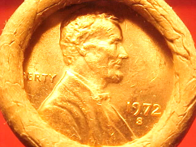 1972-S OBW ORIGINAL BANK WRAPPED ROLL UNCIRCULATED MEMORIAL LINCOLN CENT PENNIES