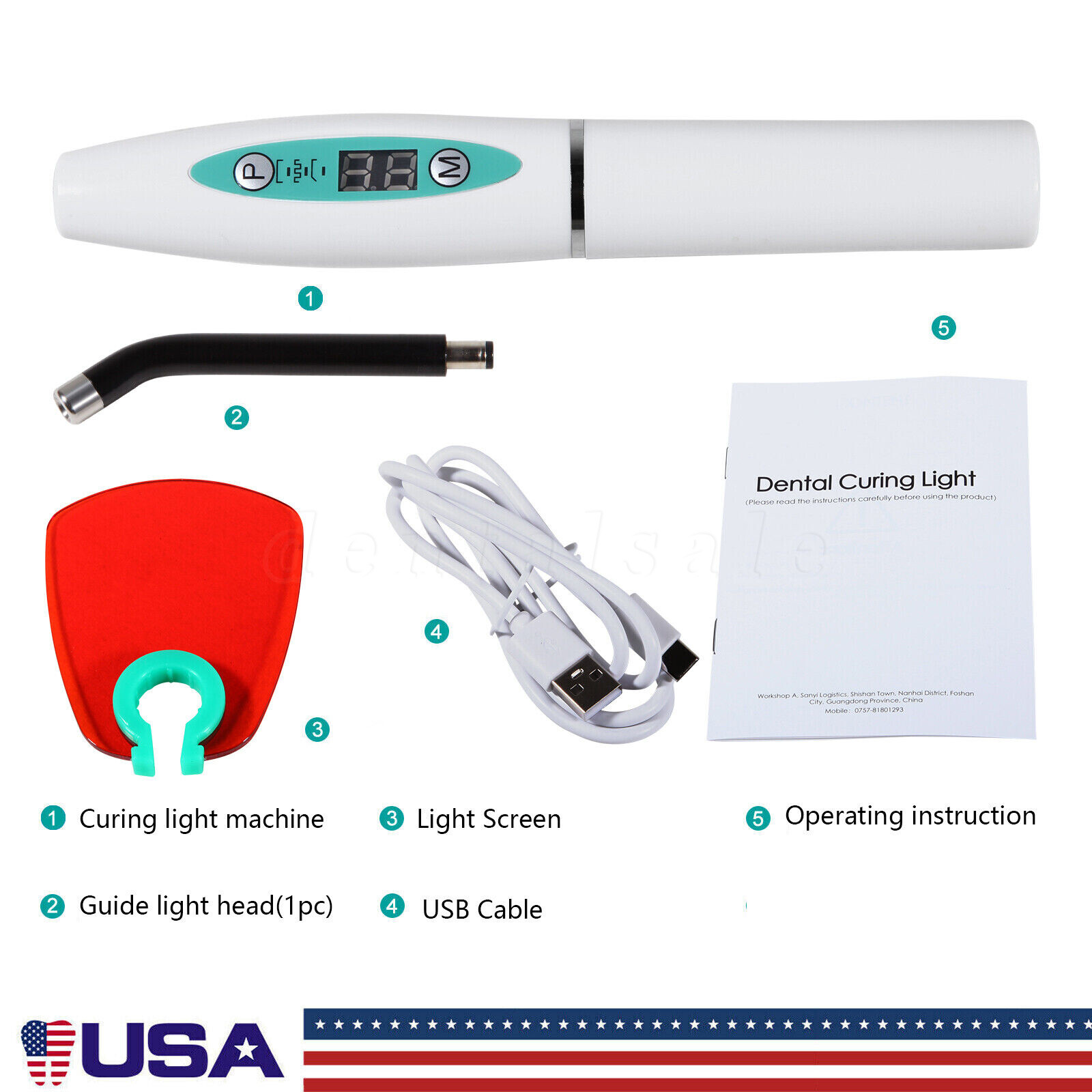 Dental LED Curing Light Lamp Wireless Cordless Resin Cure Lamp 5W 2000MW FDA USA