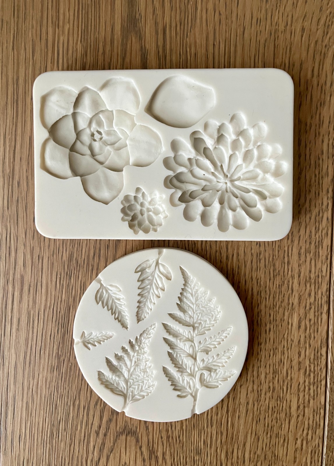 2PCS Succulent Fondant Mold Fern Leaf Fondant Mold Silicone Polymer Clay Molds