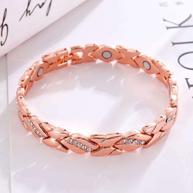 Women’s Magnetic Pure Copper Bracelet–3500 Gauss Magnets, Adjustable Sparkling