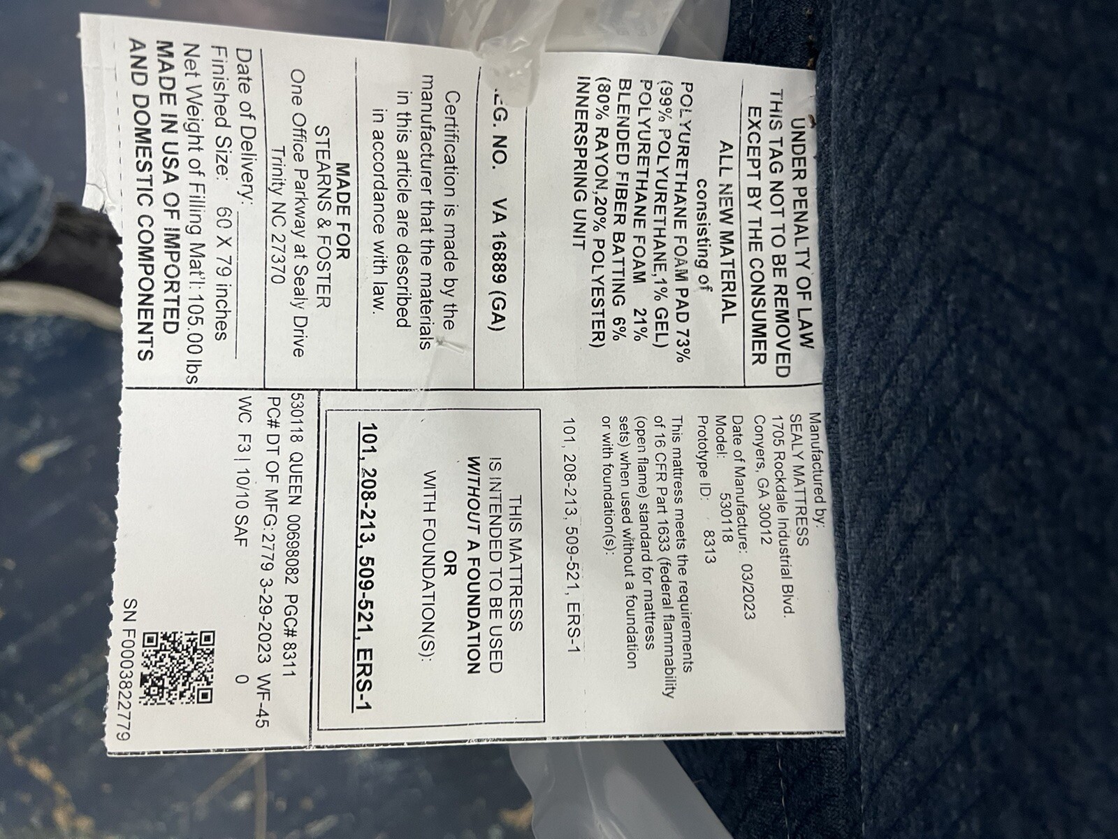 STEARNS & FOSTER LUX ESTATE HYBRID FIRM QUEEN MATTRESS NEW 2023 CLEARANCE