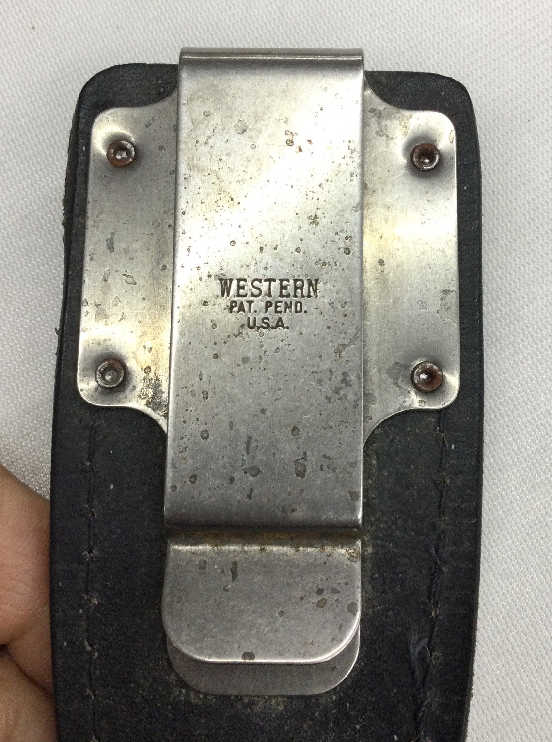 Western Cutlery 777 boot knife with sheath, double-edge, used