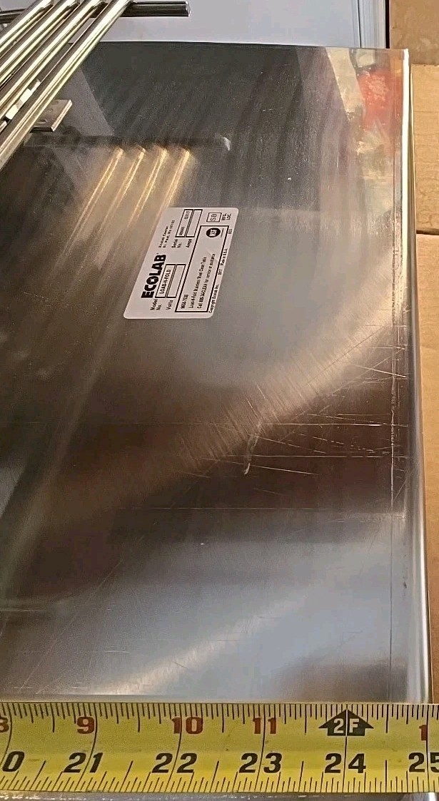 ECOLAB LOAD-N-FOLD 21" X 25" Stainless Steel Fold Down Wall Table Made in U.S.A.