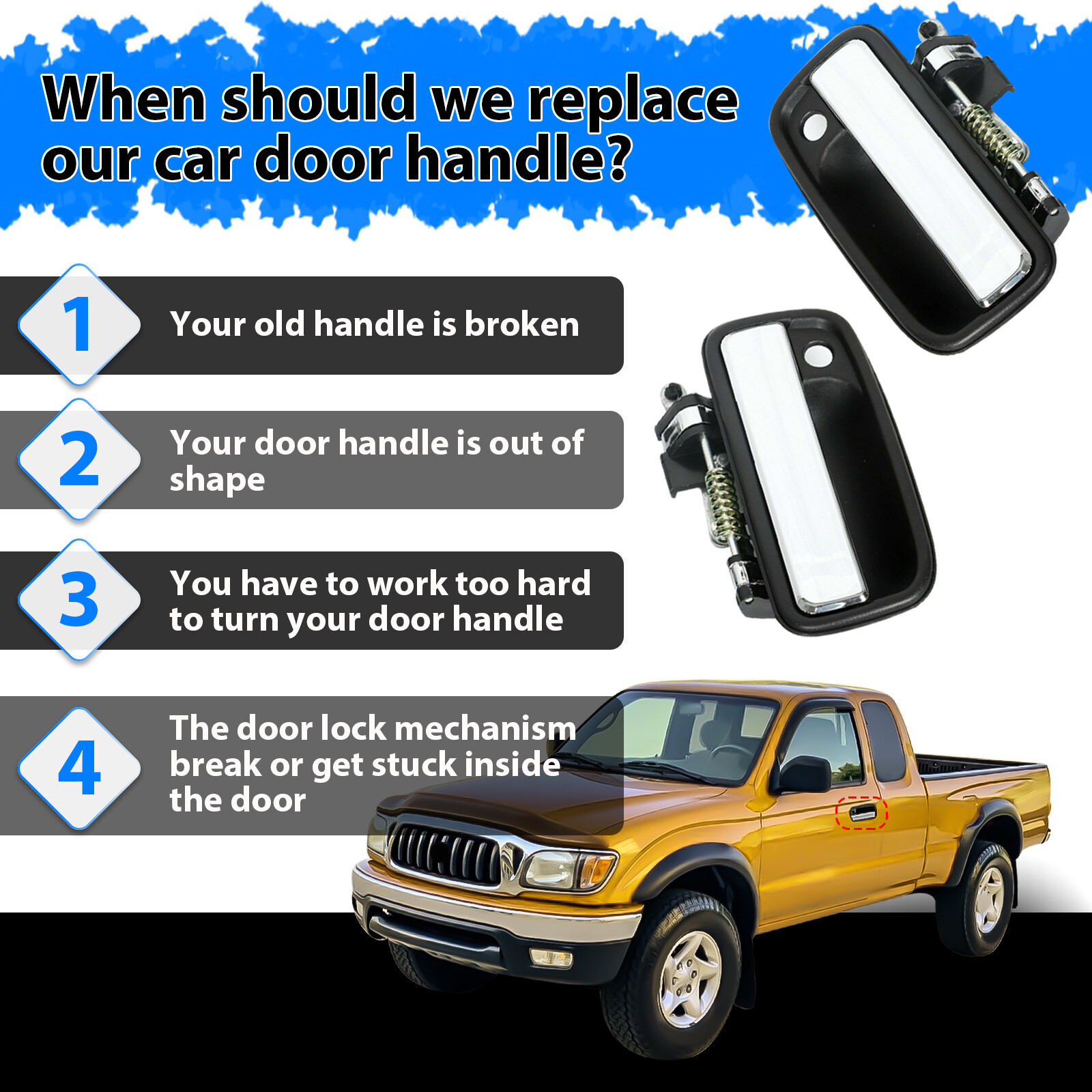 Pair For Toyota Tacoma 95-04 Front Outside Door Handle 69220 69210 35020 Outer