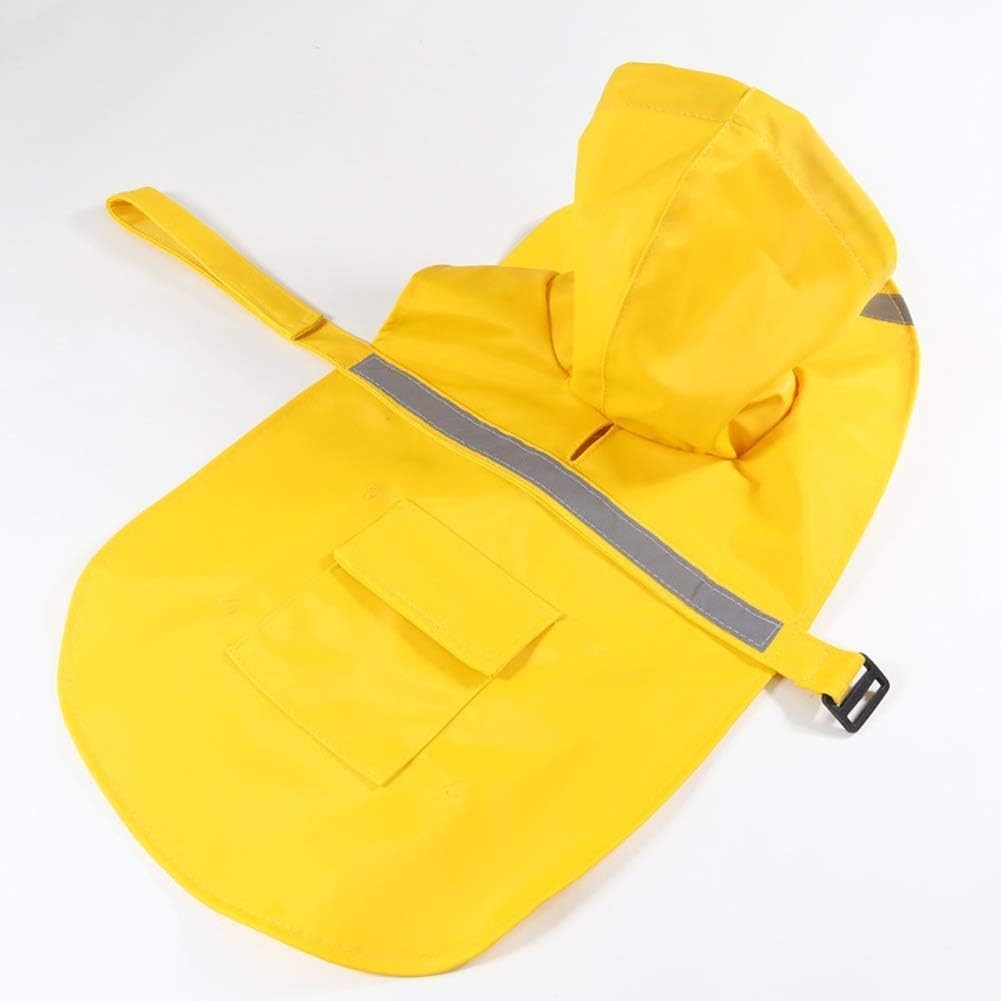 Dog Raincoat, Reflective Strip Hoodie, Poncho (A1-Yellow, 24B (Back Length 24")