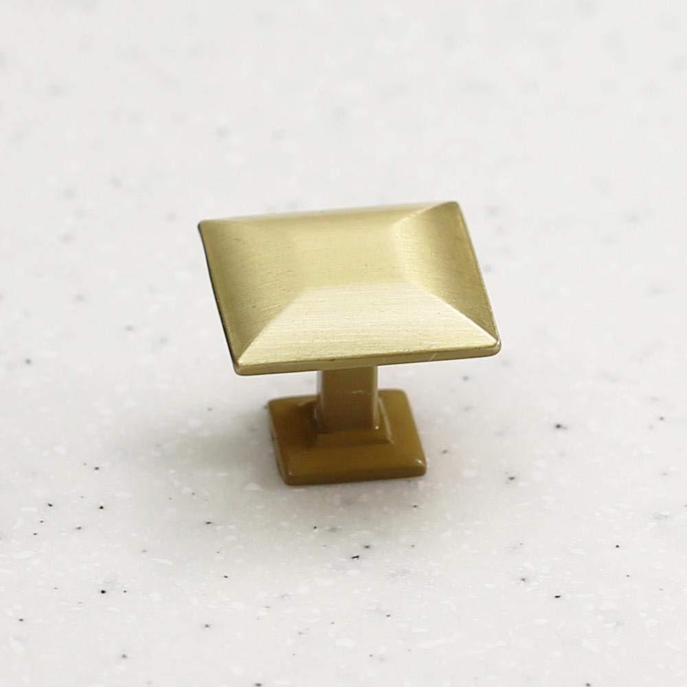 Satin Brass Cabinet Hardware Square 1.16" Modern Basic Knob Modern Gold Vibrant