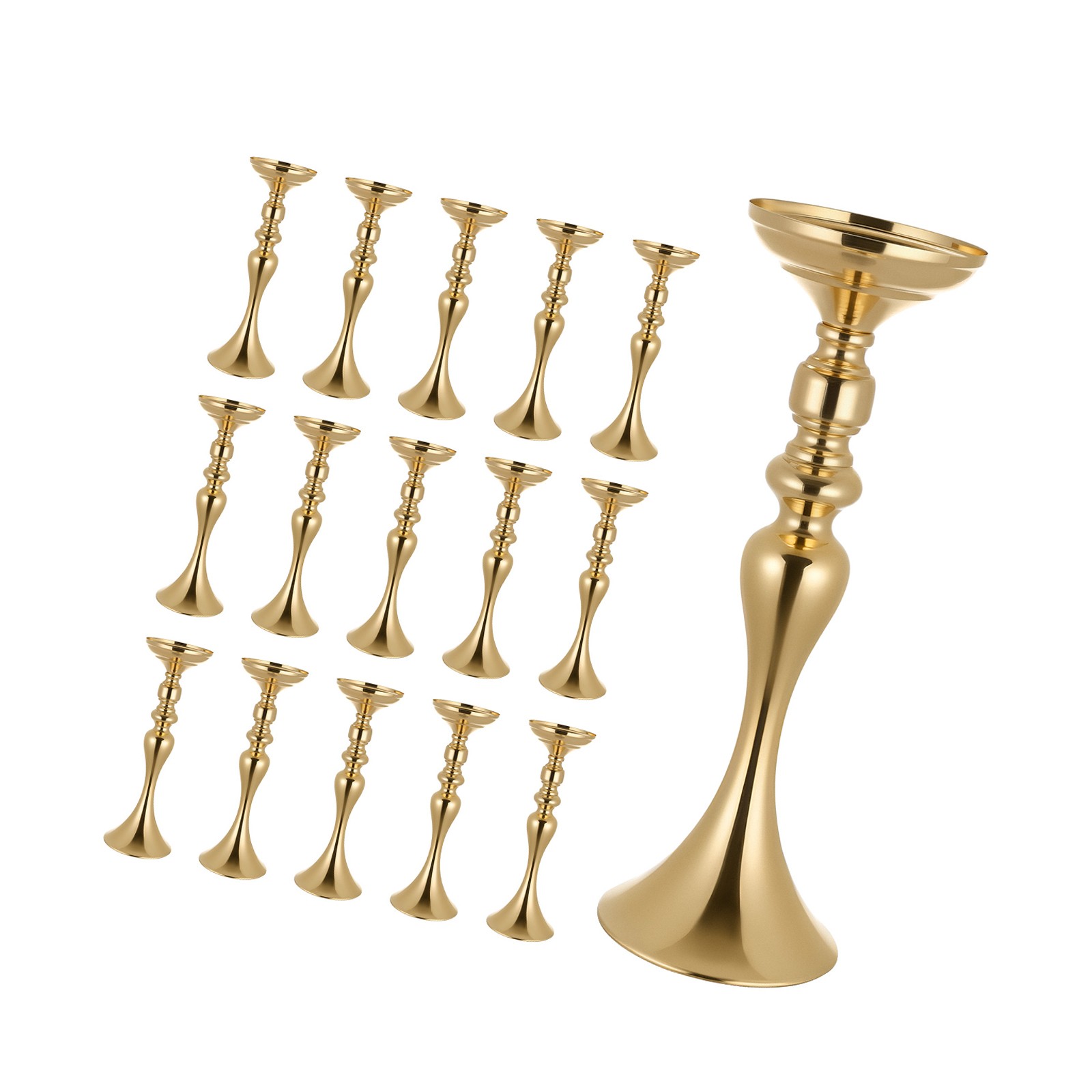 Uimoso 16 PCS Wedding Flower Vase 15in Tall Crystal Table Centerpieces Gold