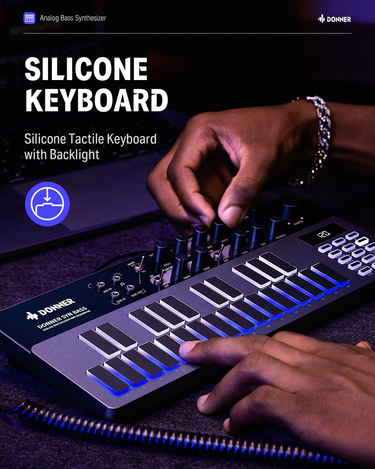 Donner B1 Analog Bass Synthesizer and Sequencer with Intuitive User Interface