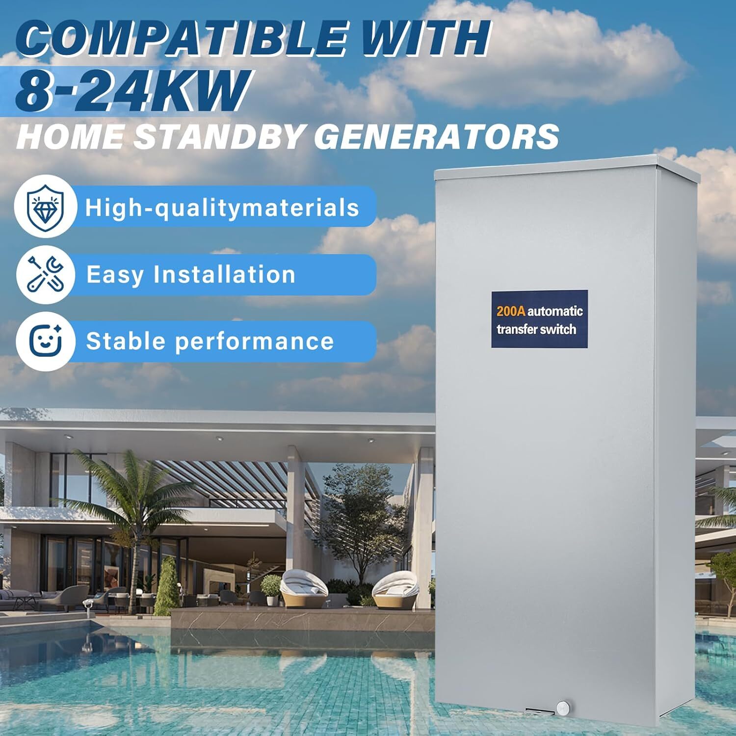 200 Amp Automatic Transfer Switch, 120/240V NEMA 3R Aluminum Enclosure