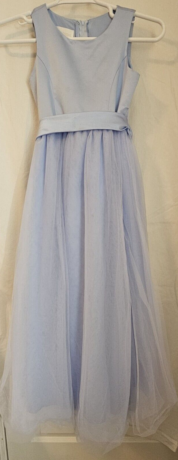 David’s Bridal Flower Girl Formal Dress Light Blue with Bow Youth Size 10 NEW