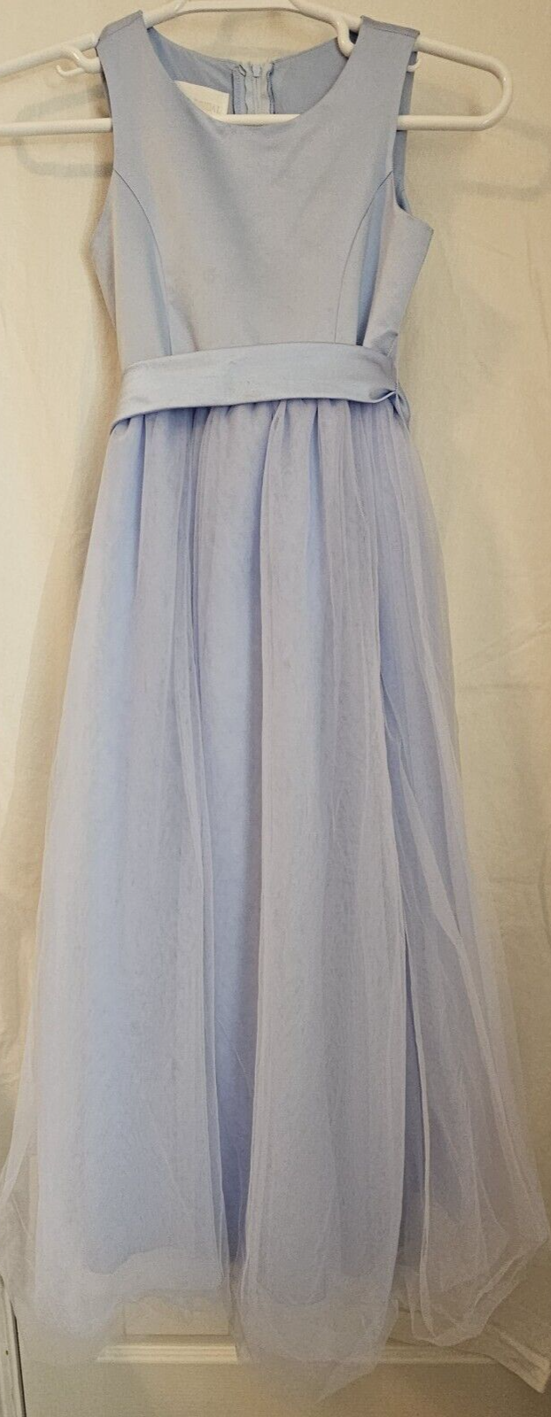 David’s Bridal Flower Girl Formal Dress Light Blue with Bow Youth Size 10 NEW