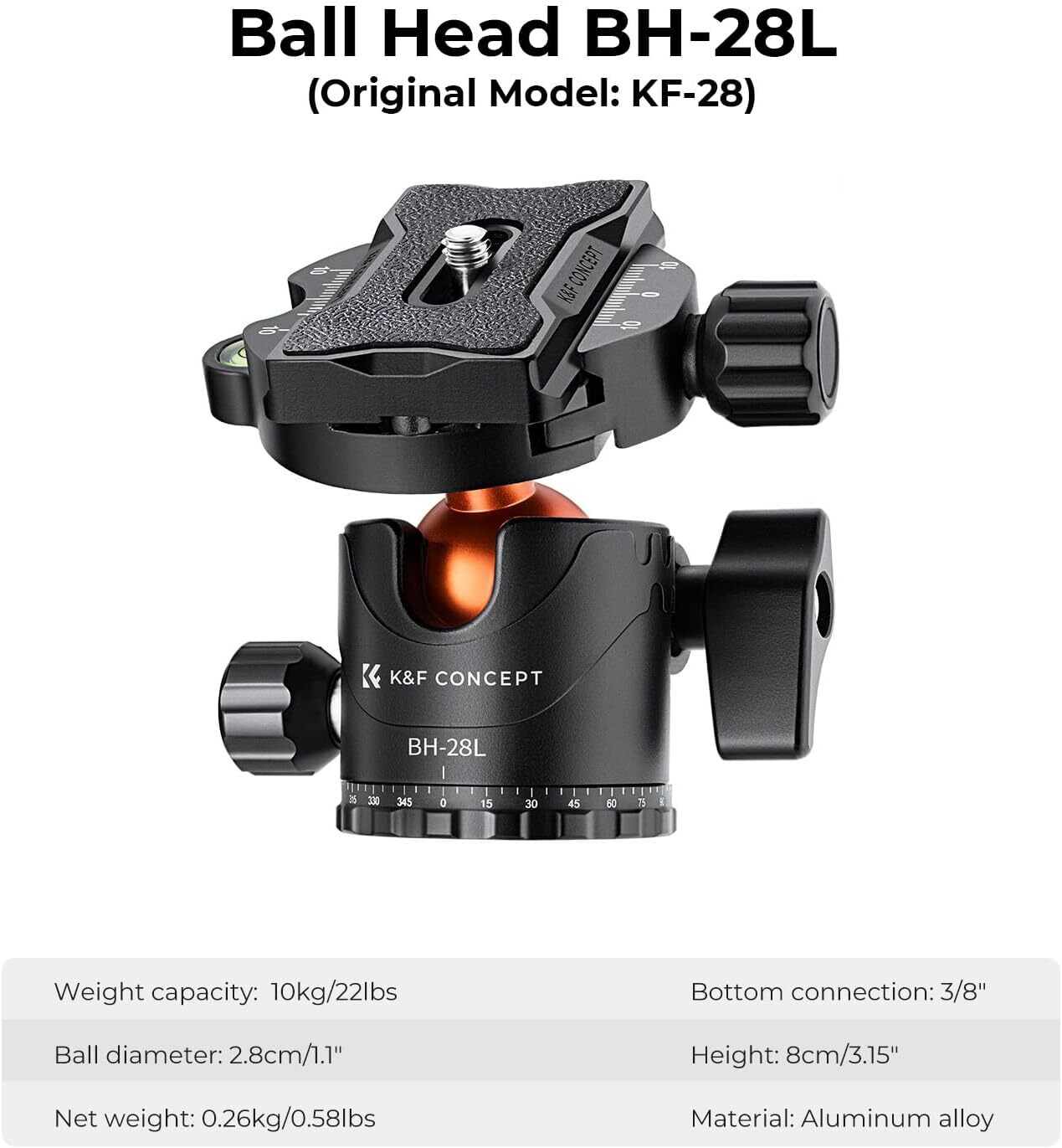K&F Concept 2.3m Camera Tripod with Extension Arm Ball Head 10KG Load T254A7+28L