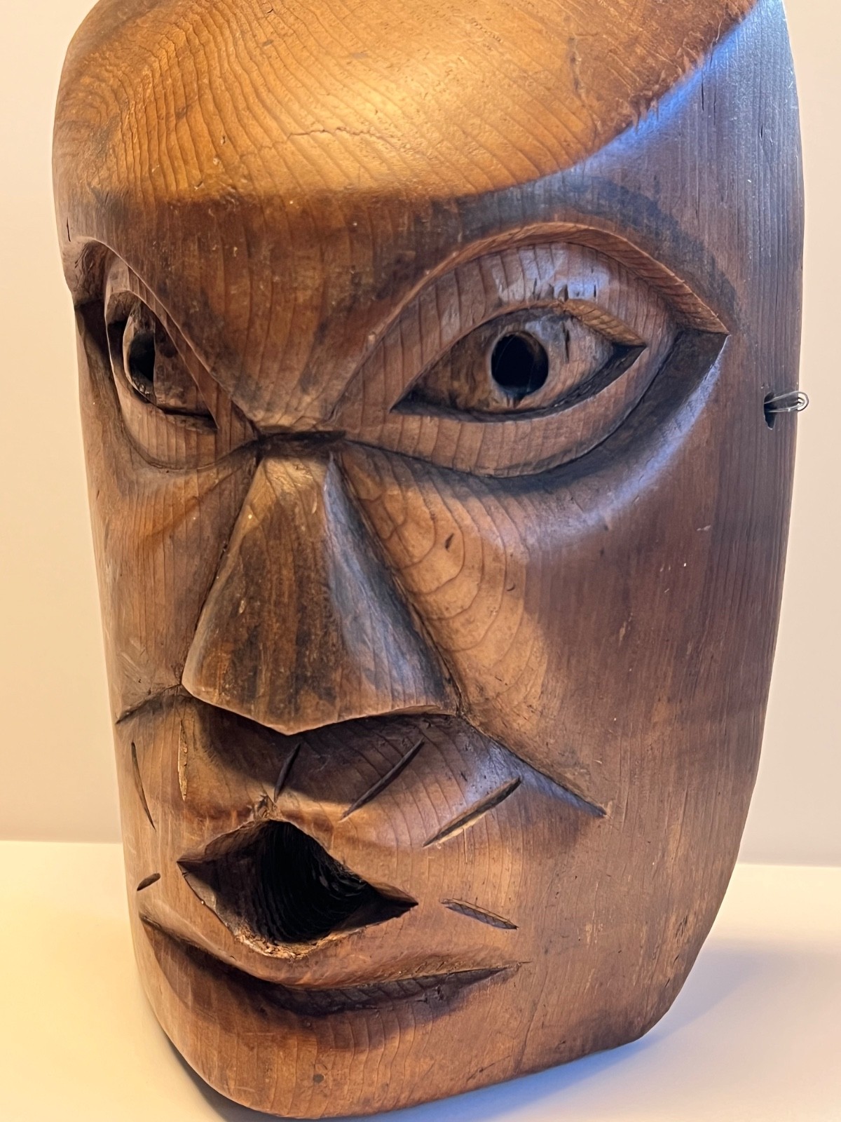 Antique Native American Hand Carved Wooden Mask; Northern Pacific Indigenous Art