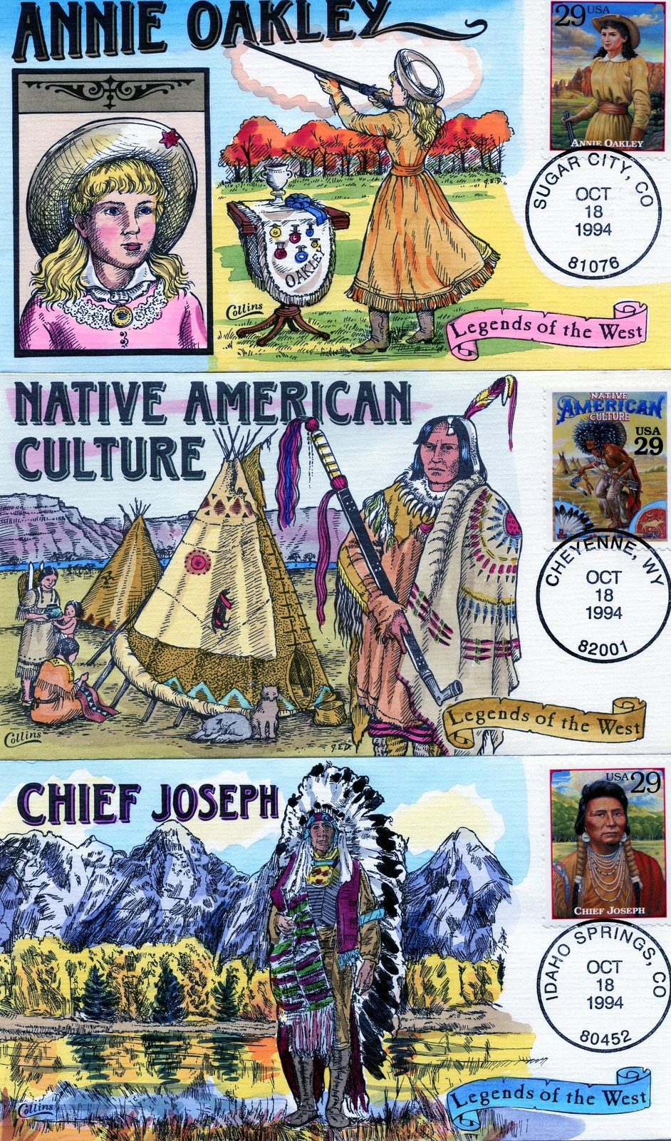 WWLF COLLINS CACHET FDC 2869a-t LEGENDS OF THE WEST COMPLETE SET OF 20 COVERS