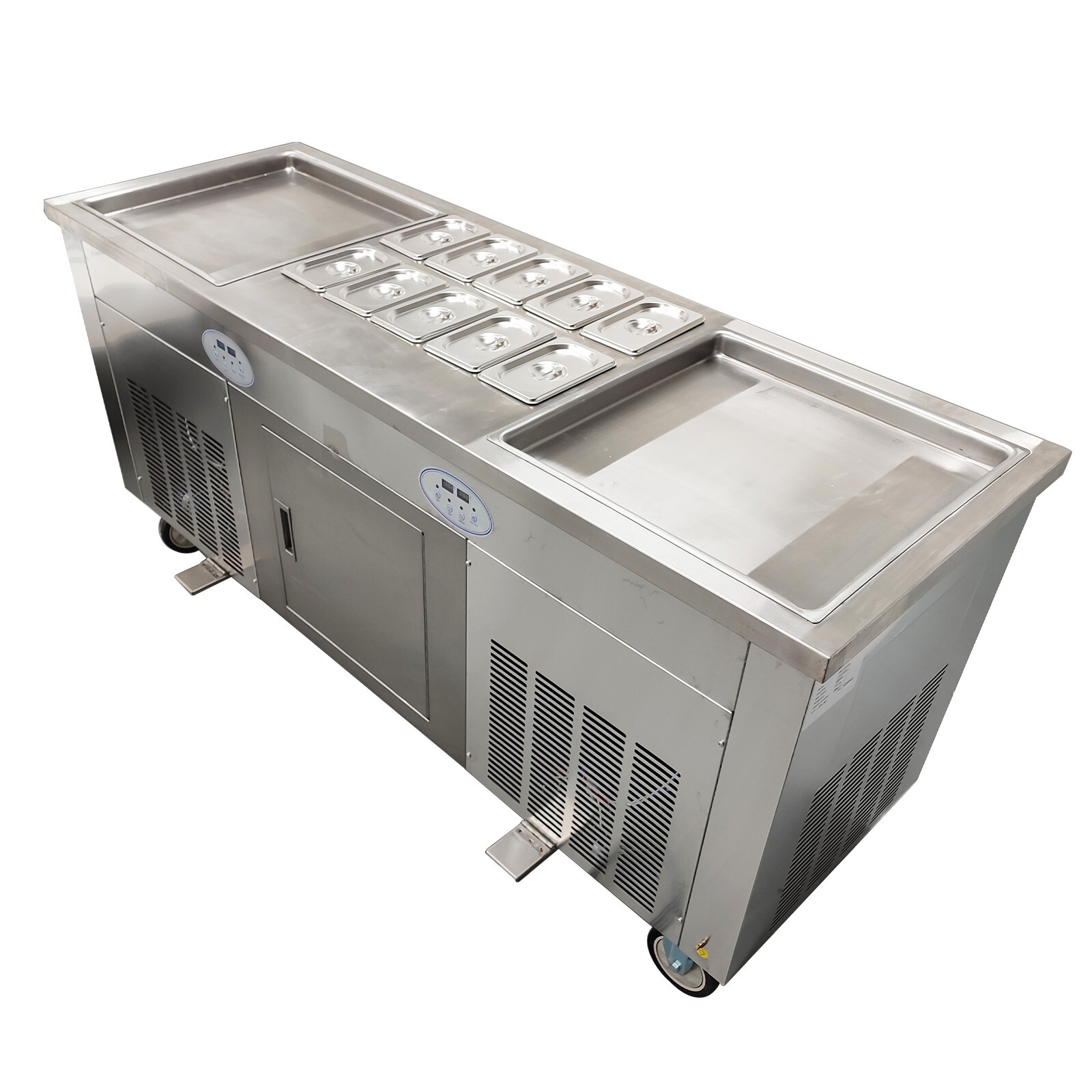 Commercial 17.7“x17.7" 110V Square Double Pans Fried Ice Cream Machine