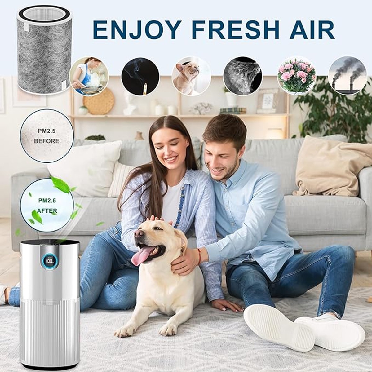 2 Pcs HP200 Air Purifier Filter HEPA Compatible For Shark Series HP202 HP201