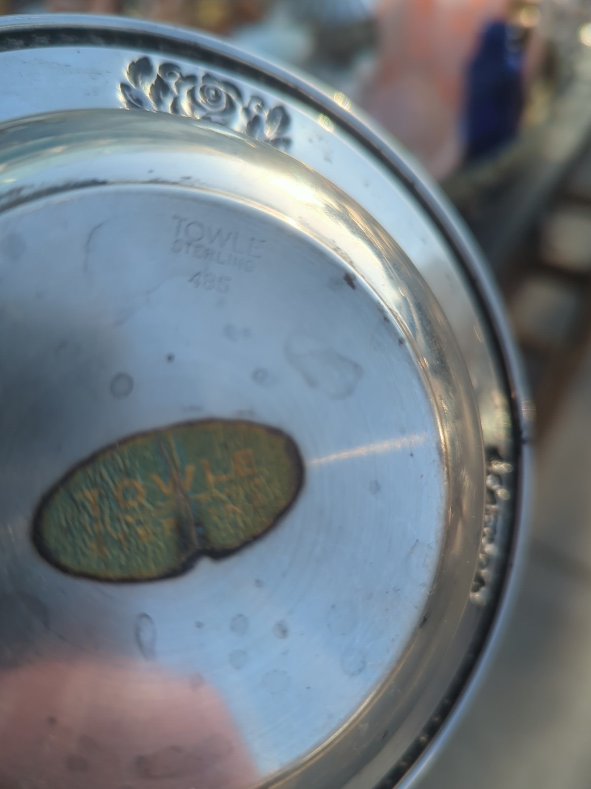 Sterling Silver Towel Roses & Laurel Leaf 6" Bon Bon Bowl 71 Grams