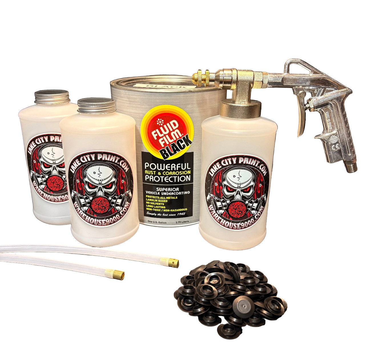 Complete Fluid Film Black Pro Undercoating Gun - 2 Wand Kit (3 W Quart Bottles)