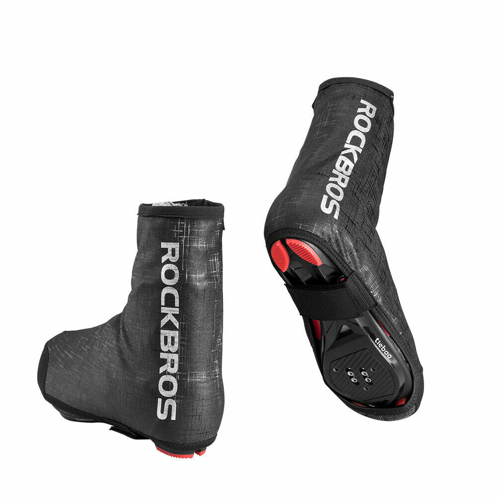ROCKBROS Cycling Shoe Covers Winter Warm Windproof PU Protector Overshoes Black