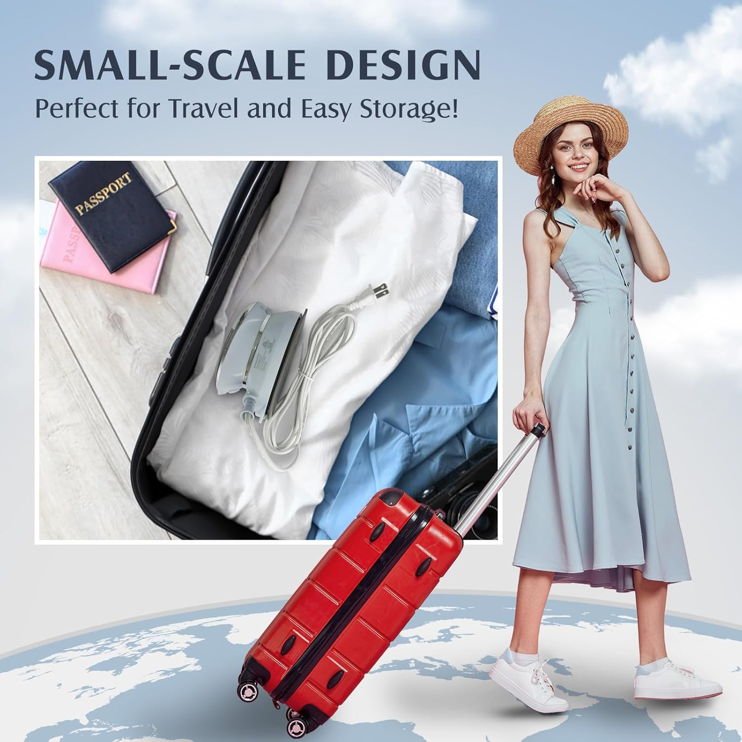 Travel Iron Mini with Steam for Clothes with Dual Voltage, Portable Mini Ironing
