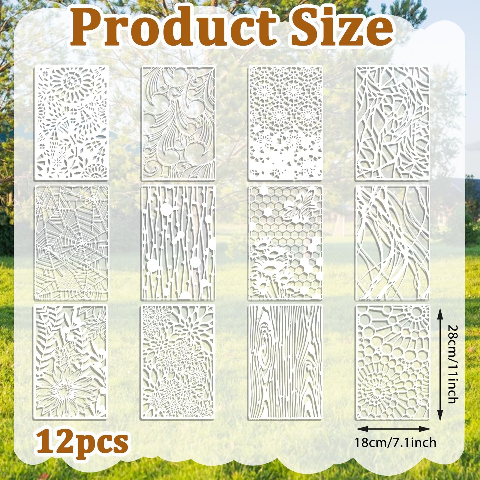 12 Pcs Reusable Abstract Geometric Stencils for Painting and Crafts